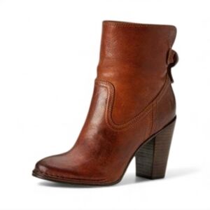 FRYE Lucinda Brown Leather Ankle Booties